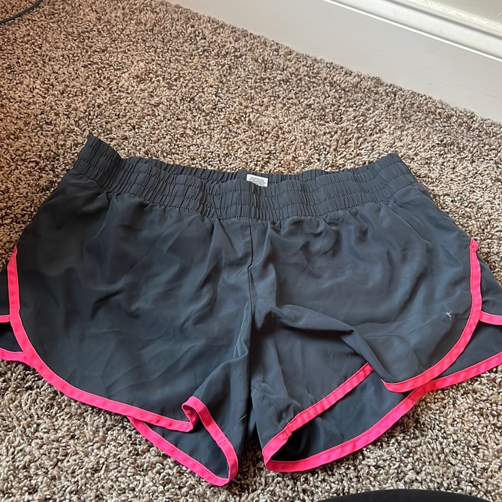 gray athletic shorts with pink lining!!!